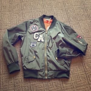 California Military Green Crop Bomber Jacket